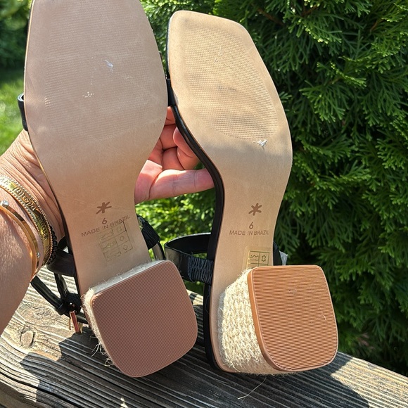 Splendid Keeva Sandal. Black Espadrille Block Heel. Leather. - Picture 6 of 9